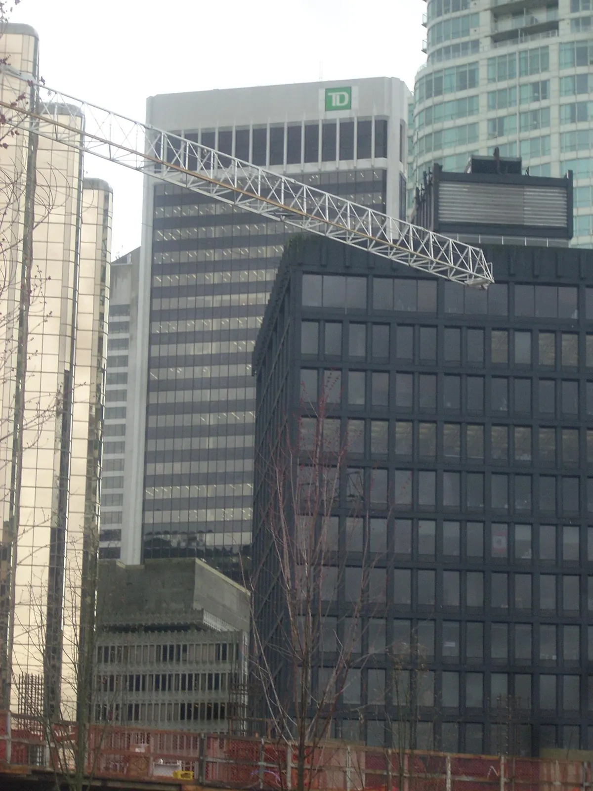 Looking up at a downtown Vancouver office tower