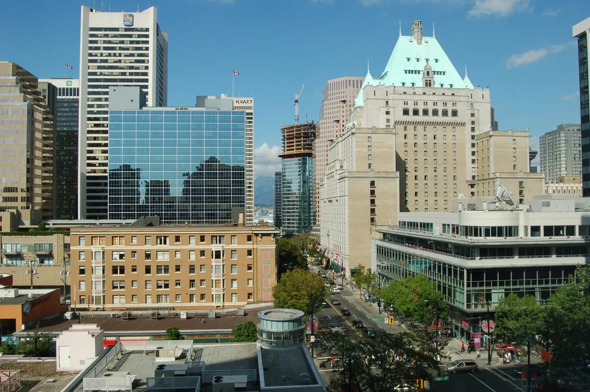 Downtown Vancouver office towers on a clear day