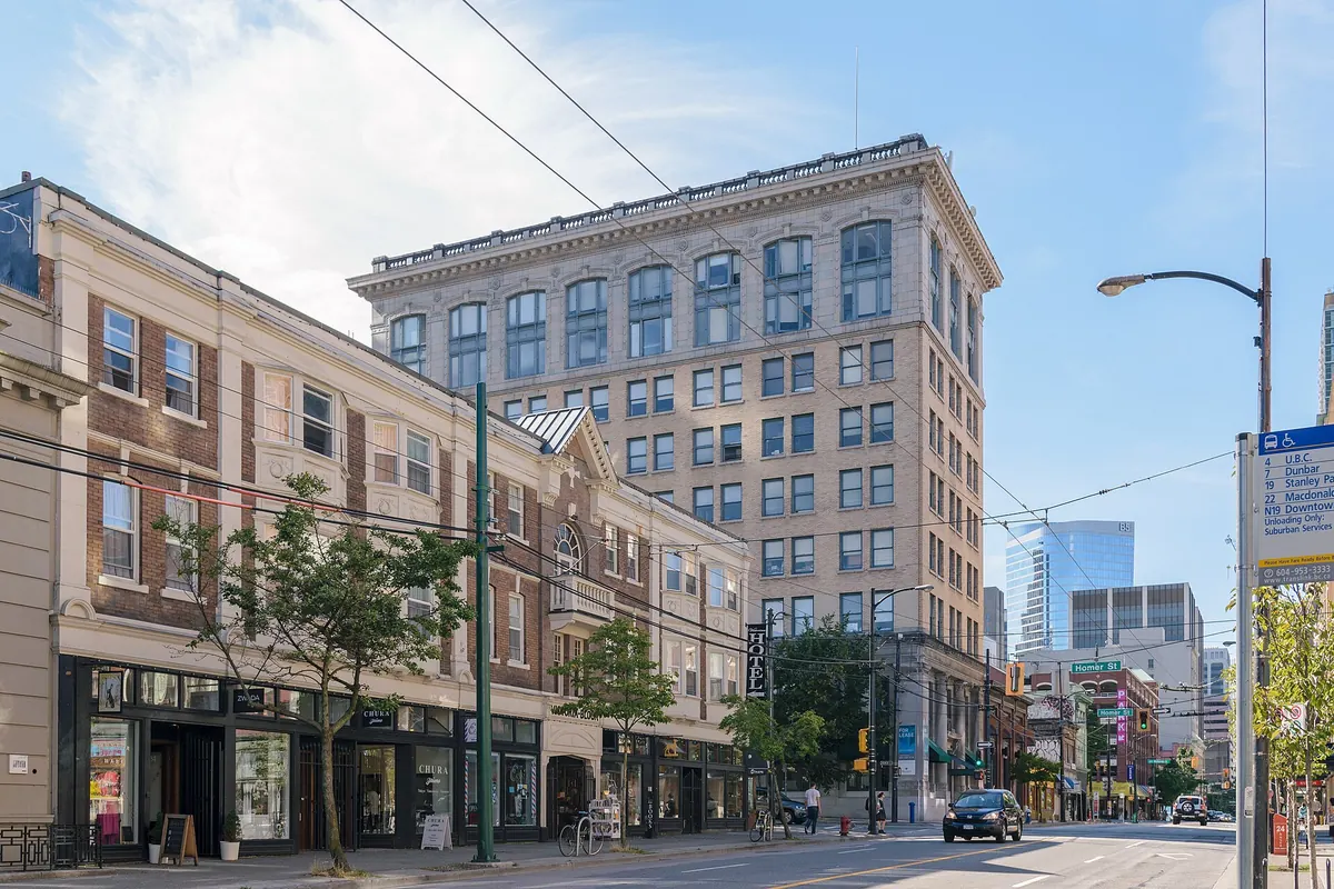 Office and retail buildings along West Pender Street in Vancouver
